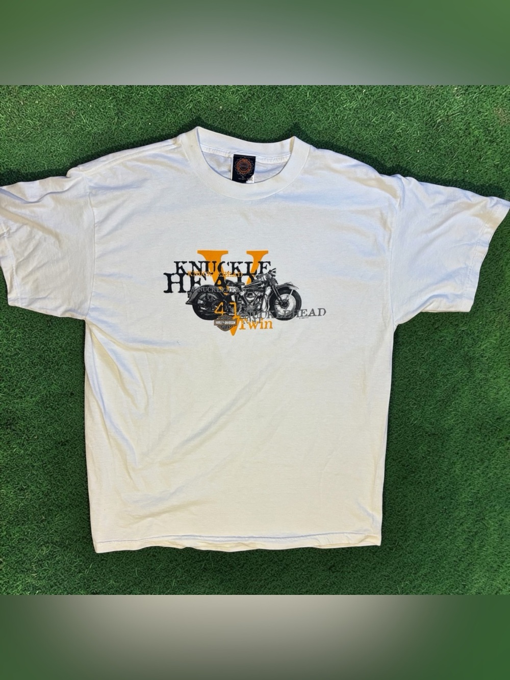 Vintage 1998 Harley-Davidson Knucklehead 41 Twin White T-Shirt